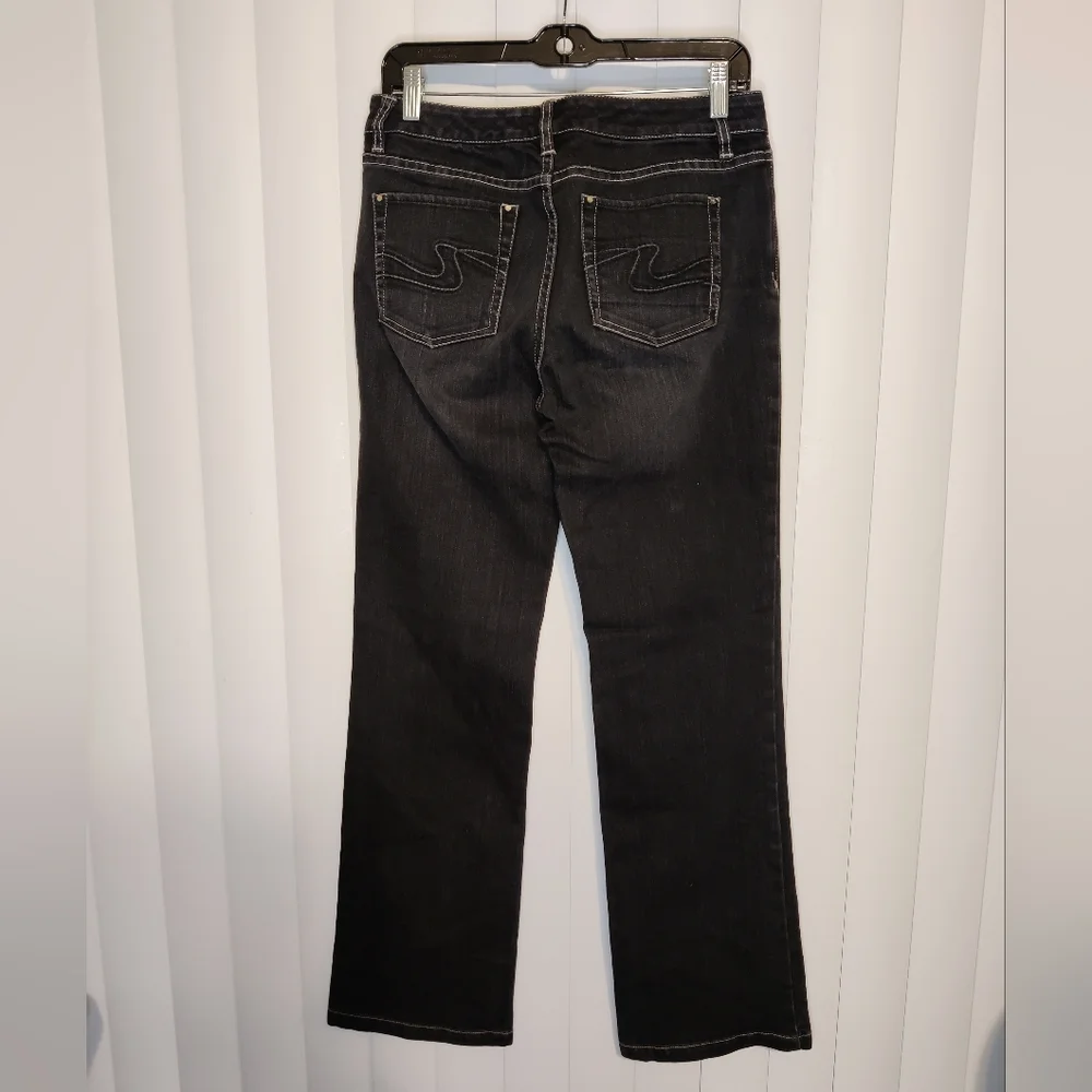 White House Black Market Black Denim Blanc Boot Cut Jeans size 6 - Picture 2 of 4